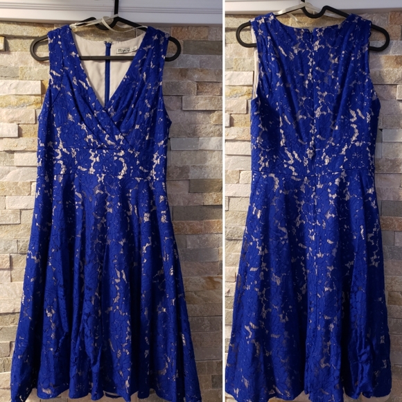 ELIZA J Party/Event Fit-n-Flare Blue Dress - Picture 2 of 5